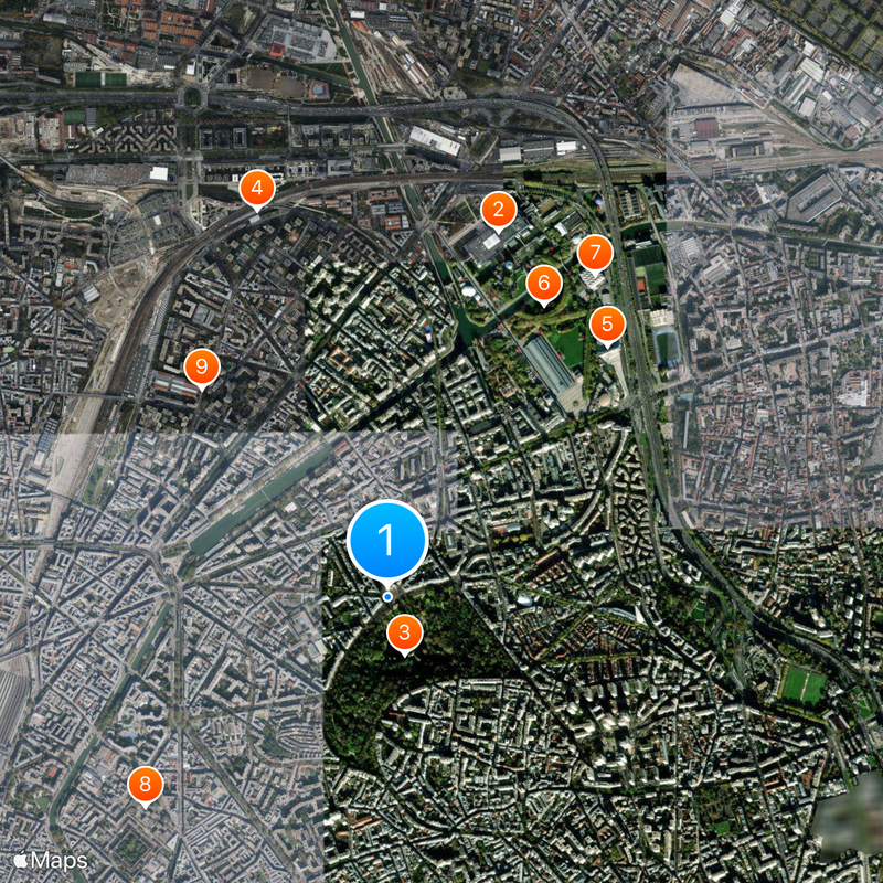 19e arrondissement van Parijs Kaart