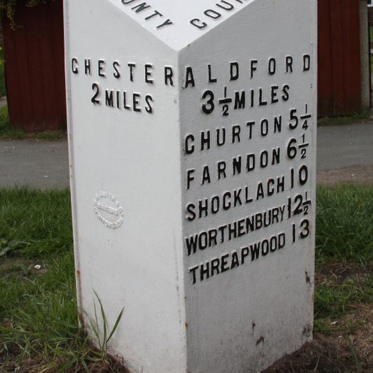 Milepost, Broughton Heath; by No 84 & 86