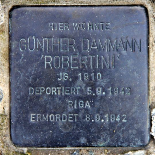 Stolperstein dedicated to Günther Dammann