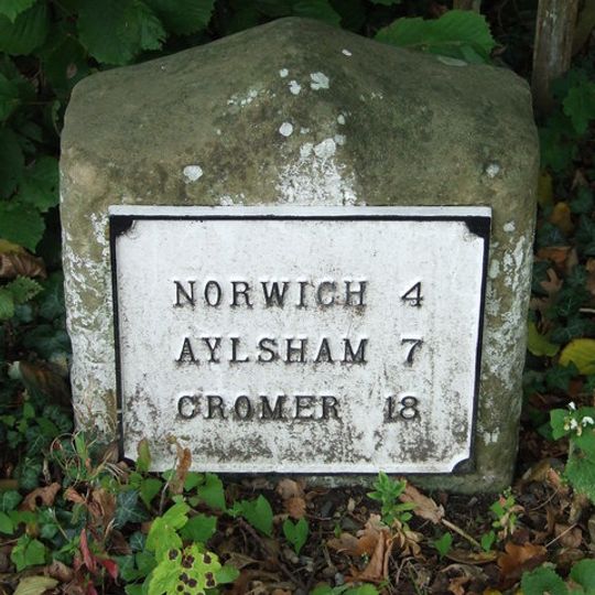 Milestone, Norwich Road, by No. 14