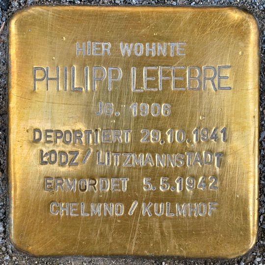 Stolperstein dedicated to Philipp Lefebre