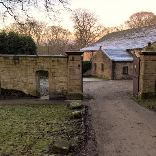 Gate Piers And Boundary Wall To Courtyard Of Former Home Farm To Gawthorpe Hall