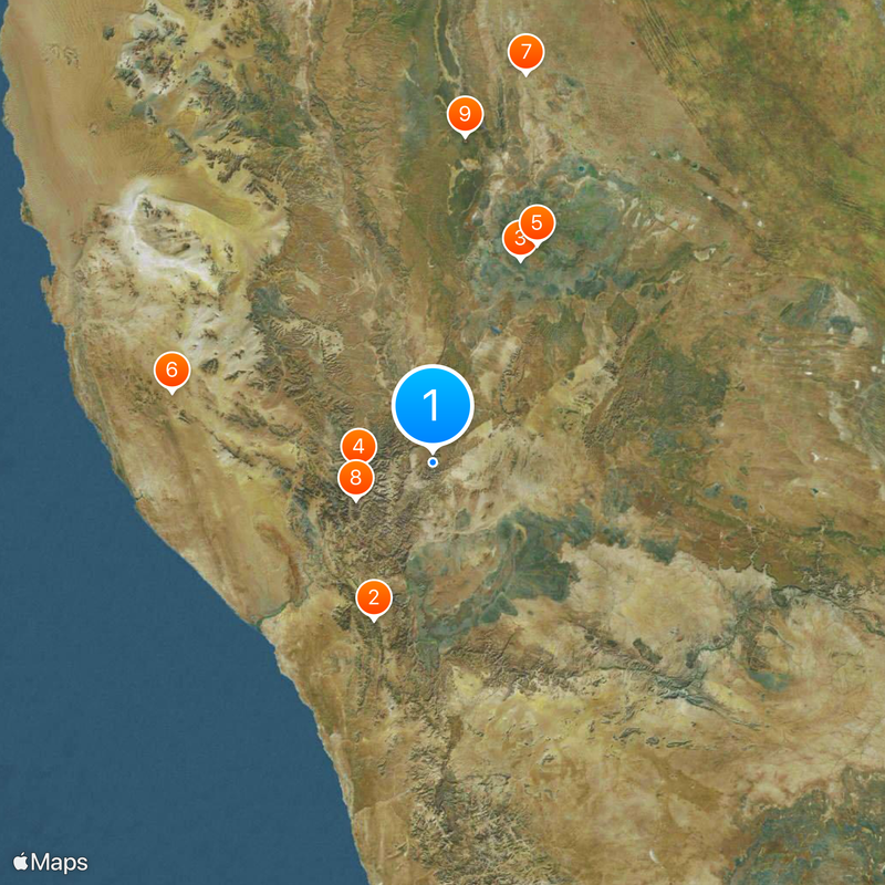 Kanion Fish River Mapa