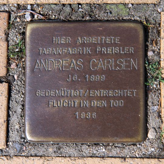 Stolperstein dedicated to Andreas Carlsen