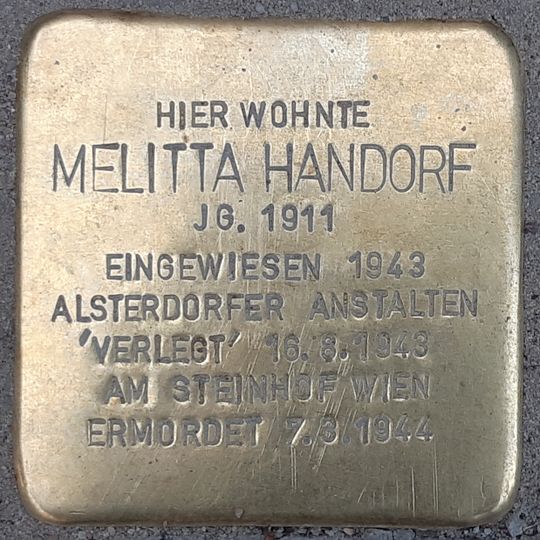 Stolperstein dedicated to Melitta Handorf