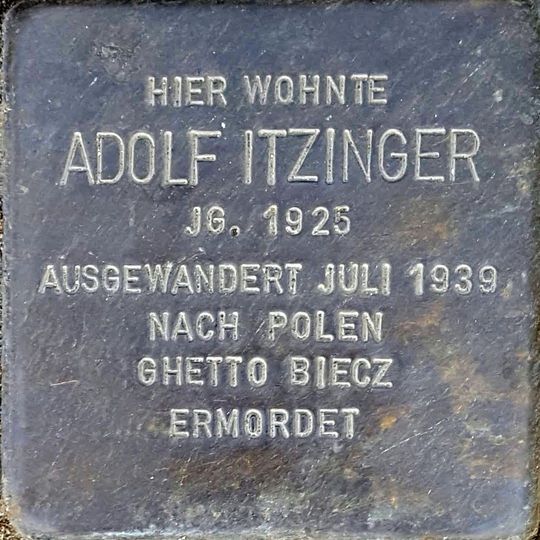Stolperstein dedicated to Adolf Itzinger