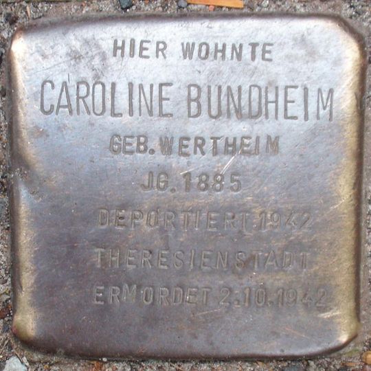 Stolperstein dedicated to Caroline Bundheim