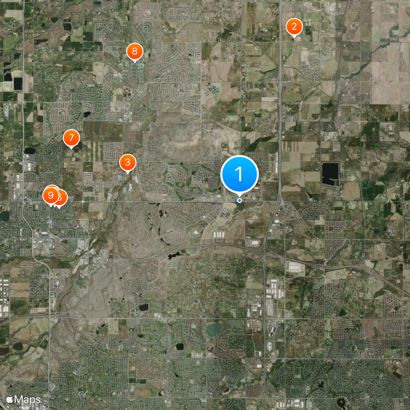 Area codes 303, 720 & 983 Mapa