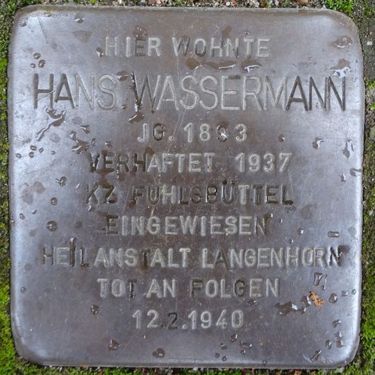 Stolperstein en memoria de Hans Wassermann
