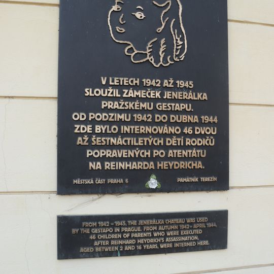 Pamětní deska internovaných dětí na Jenerálce