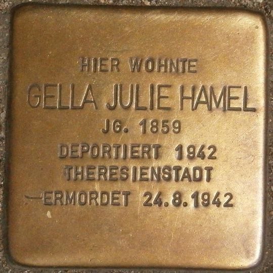 Stolperstein dedicated to Gella Julie Hamel