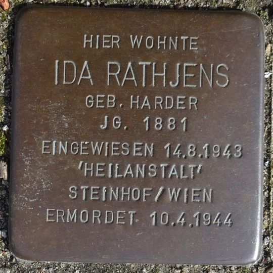 Stolperstein à la mémoire d’Ida Rathjens