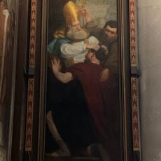 Évêque coupant la chevelure d'un homme agenouillé