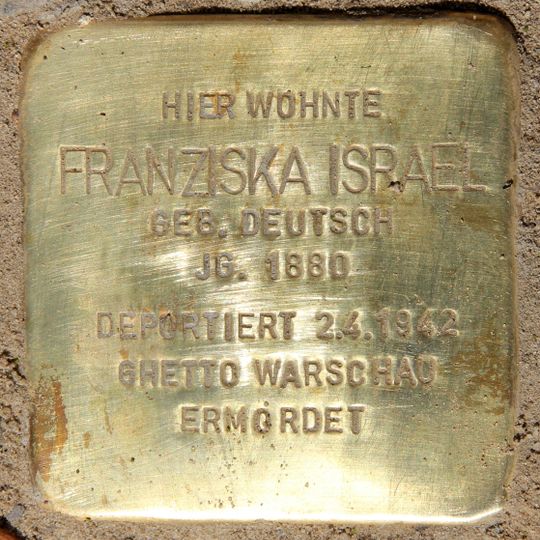 Stolperstein dedicated to Franziska Israel