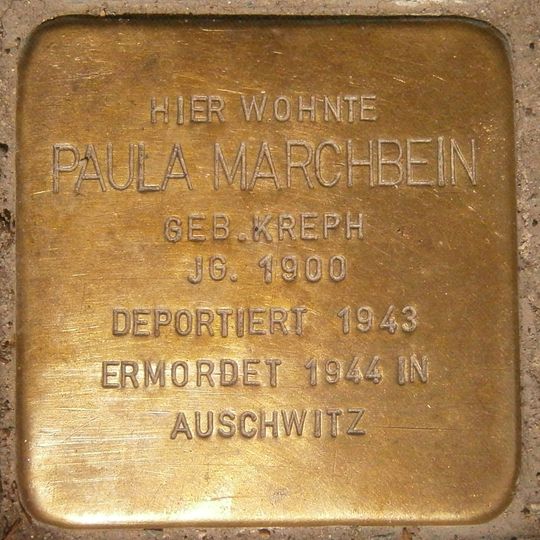 Stolperstein dedicated to Paula Marchbein