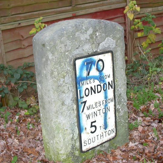 Milestone, Velmore Farm, 75m N of Templar's Mead