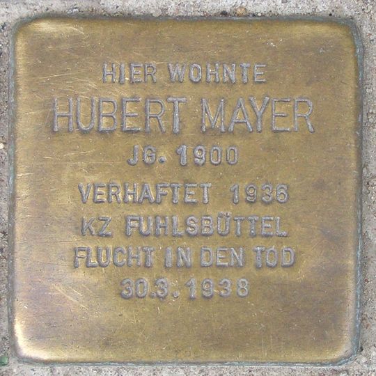 Stolperstein dedicated to Hubert Mayer