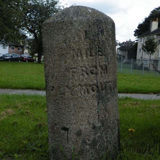 Milestone, Wolseley Road, Ford, SW of roundabout, opp. Esso garage, nr Milehouse