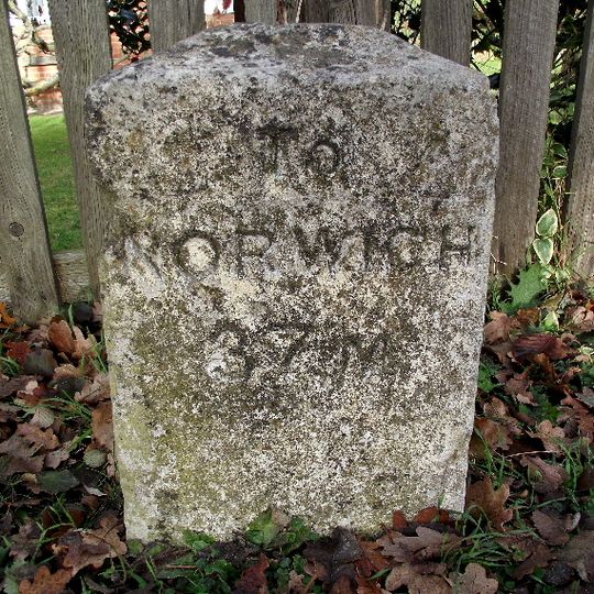 Milestone, Norwich Road, Shrublands Park, Barham Sawmills