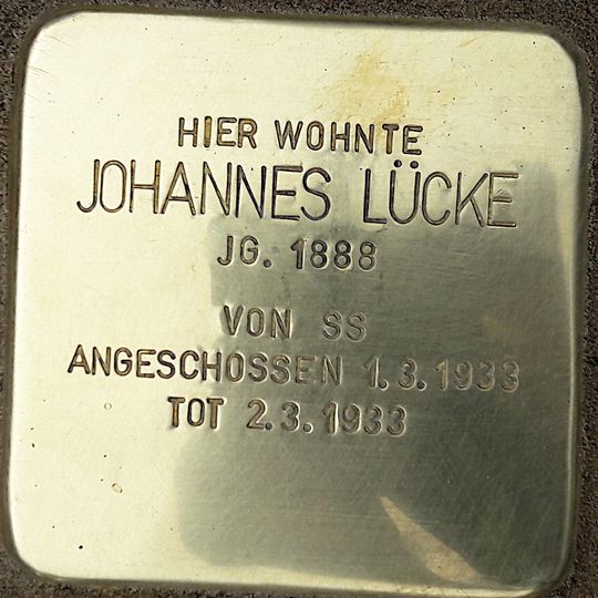 Stolperstein en memoria de Johannes Lücke