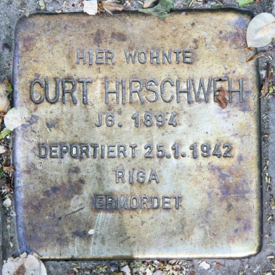 Stolperstein dedicated to Curt Hirschweh
