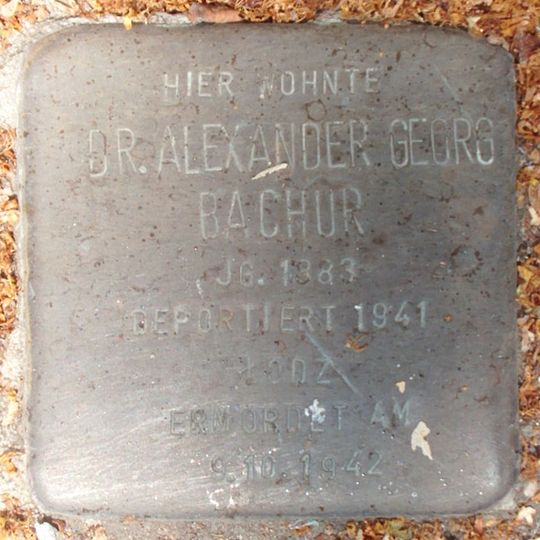 Stolperstein dedicated to Alexander Georg Bachur