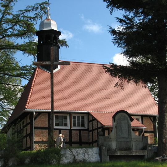 Kościół ewangelicki, ob. rzym.-kat. Matki Boskiej Częstochowskiej, wieża mur.: XIV