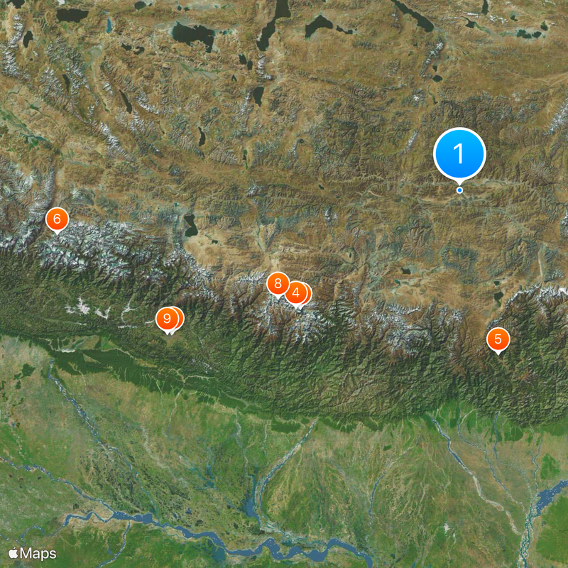 Prefettura di Shigatse Mappa