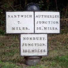 Milepost on E. side of Audlem Lock No. 5, at SJ 659 423