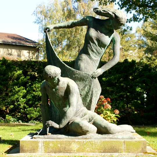 Dying young man with female figure