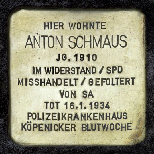 Stolperstein à la mémoire d’Anton Schmaus