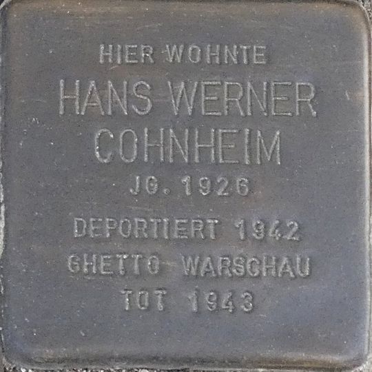 Stolperstein en memoria de Hans Werner Cohnheim
