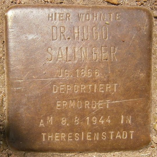 Stolperstein dedicated to Hugo Salinger