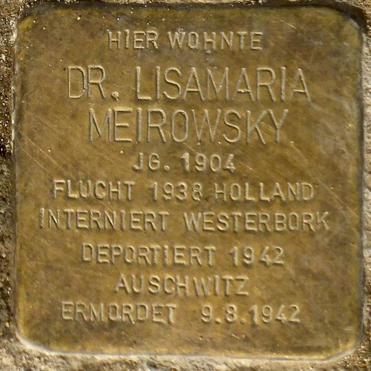Stolperstein dedicated to Lisamaria Meirowsky