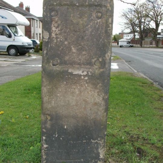 Milestone, Leyland Lane; by No. 13