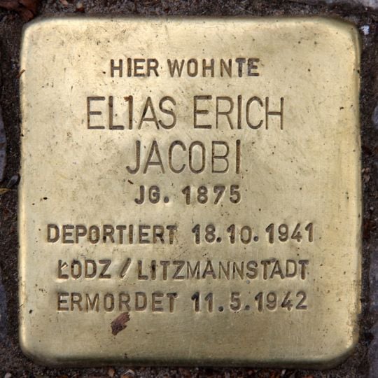 Stolperstein dedicated to Elias Erich Jacobi