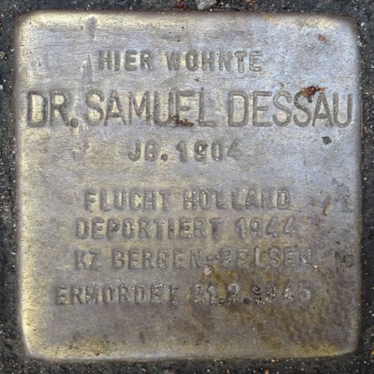 Stolperstein dedicated to Samuel Dessau