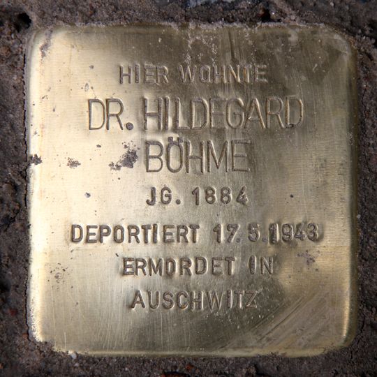 Stolperstein dedicated to Dr. Hildegard Böhme