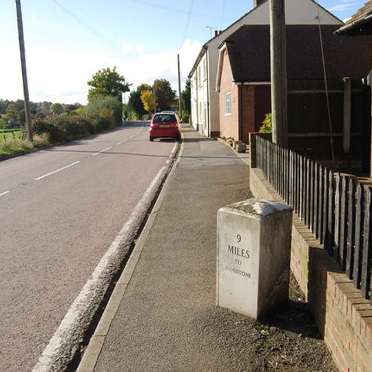 Milestone, Fox Cottage, Chestnut Street, just E of town between J5 of M2 and Key Street roundabout