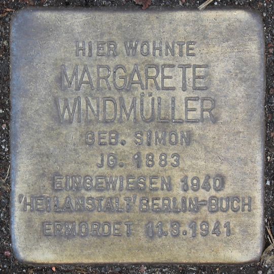 Stolperstein à la mémoire de Margarete Windmüller