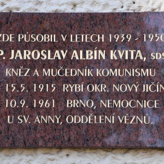 Pamětní deska Jaroslava Albína Kvity