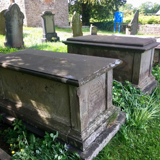 Group of three Moses family chest tombs in churchyard of St James, Rudry