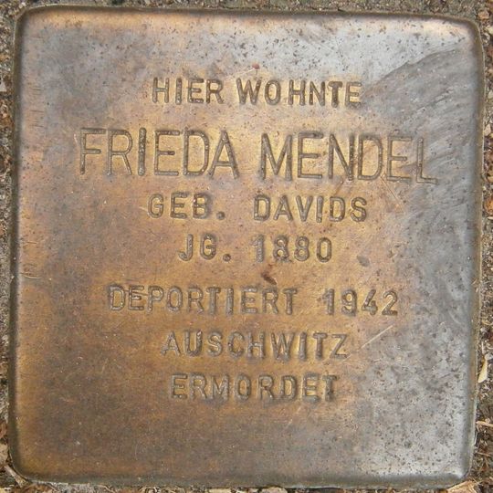 Stolperstein dedicated to Frieda Mendel