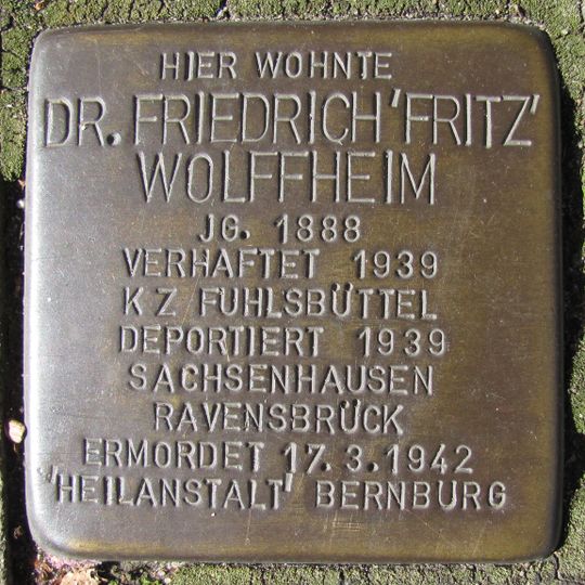 Stolperstein en memoria de Friedrich ‚Fritz‘ Wolffheim