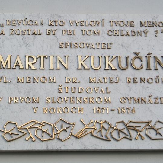 1. slov. patronát. gymnázium, tabuľa pamätná II.