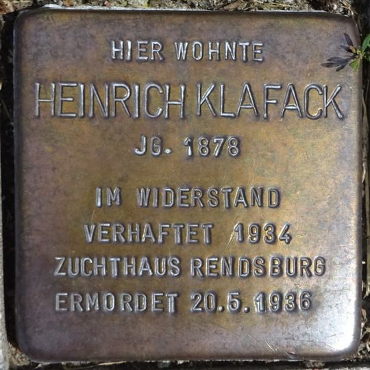 Stolperstein em memória de Heinrich Klafack