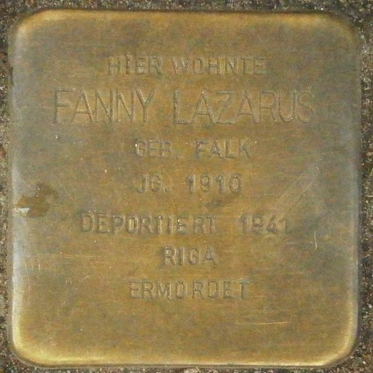 Stolperstein dedicated to Fanny Lazarus