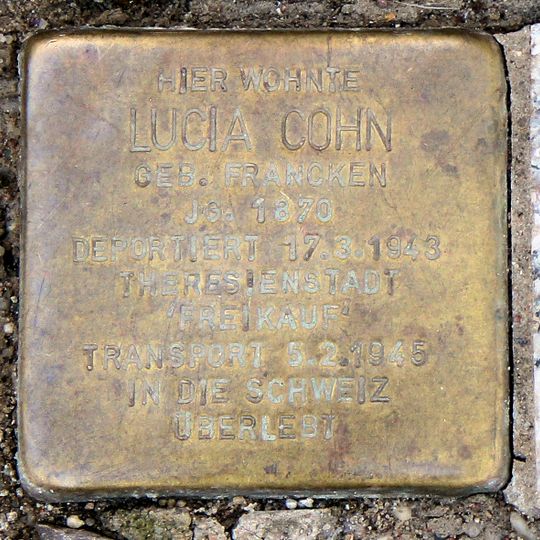 Stolperstein dedicated to Lucia Cohn
