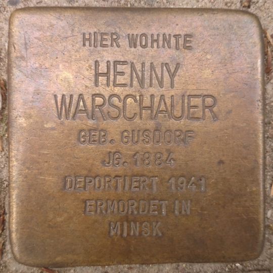 Stolperstein dedicated to Henny Warschauer