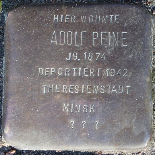 Stolperstein dedicated to Adolf Peine